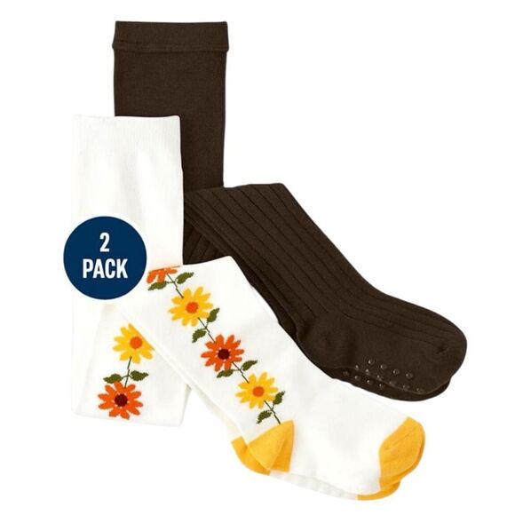 NWT Gymboree Girls Sunflower Tights 2-Pack Harvest Multi 2T-3T - Picture 2 of 6